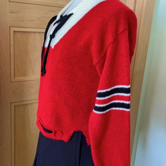 Please Red Wool Sweater, Size S - Picture 3 of 13